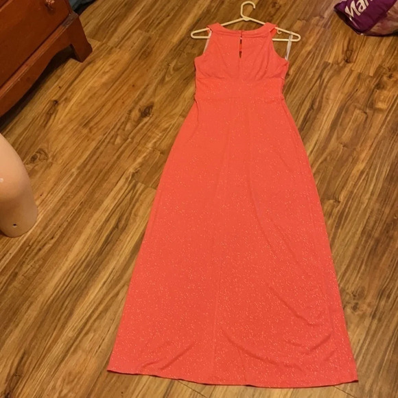 Sweet storm junior women’s Medium dress gown Coral formal sparkle maxi stretch - Picture 5 of 9